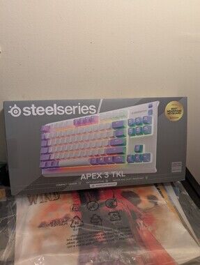 SteelSeries Apex 3 TKL Amethyst RGB Gaming Keyboard IP32 Silent Keys New